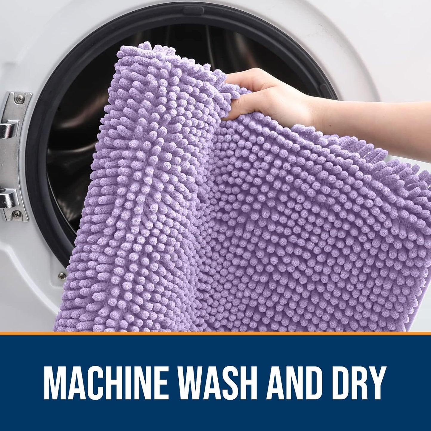 OLANLY Dog Door Mat for Muddy Paws 47x20, Absorbs Moisture and Dirt, Absorbent Non-Slip Washable Doormat, Quick Dry Chenille Mud Mat for Dogs, Entry Indoor Entryway Carpet for Inside Floor, Lavender