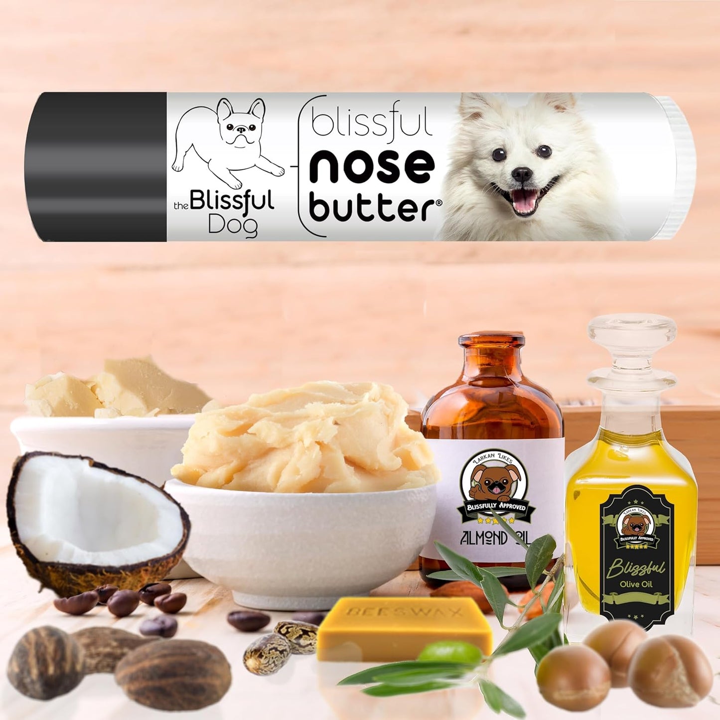 The Blissful Dog American Eskimo Nose Butter for Dry, Cracked Skin, Lick-Safe Dog Nose Balm with Moisturizing Shea Butter, Almond, Olive, and Essential Oils, Pet Supplies, Uncented, 0.15 oz.