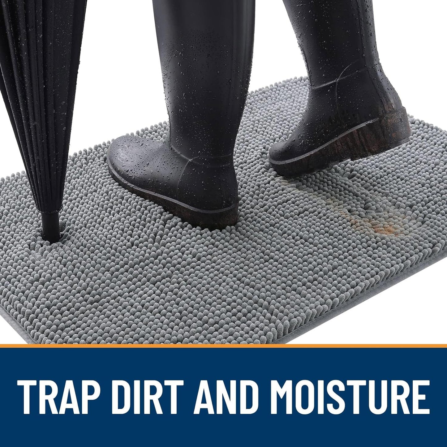 OLANLY Dog Door Mat for Muddy Paws 70x46, Absorbs Moisture and Dirt, Absorbent Non-Slip Washable Doormat, Quick Dry Chenille Mud Mat for Dogs, Entry Indoor Entryway Carpet for Inside Floor, Grey