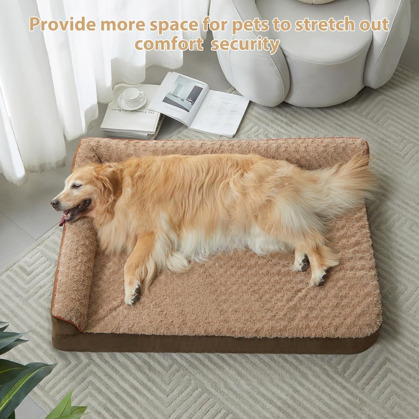 BFPETHOME Orthopedic Dog Beds for Large Dogs-Waterproof Sofa Dog Bed with Removable Washable Cover, Big Pet Bed with Waterproof Lining and Nonskid Bottom,Pet Bed for Large Dogs