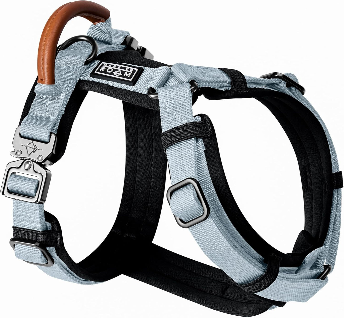 MADE TO ROAM Premium Explorer Harness - Y-Shaped Dog Harness with Adjustable Durable Nylon, Soft Padding, Metal Buckles and Leather Handle for Small, Medium, Large Dogs (Alaska Daybreak, Size 4)