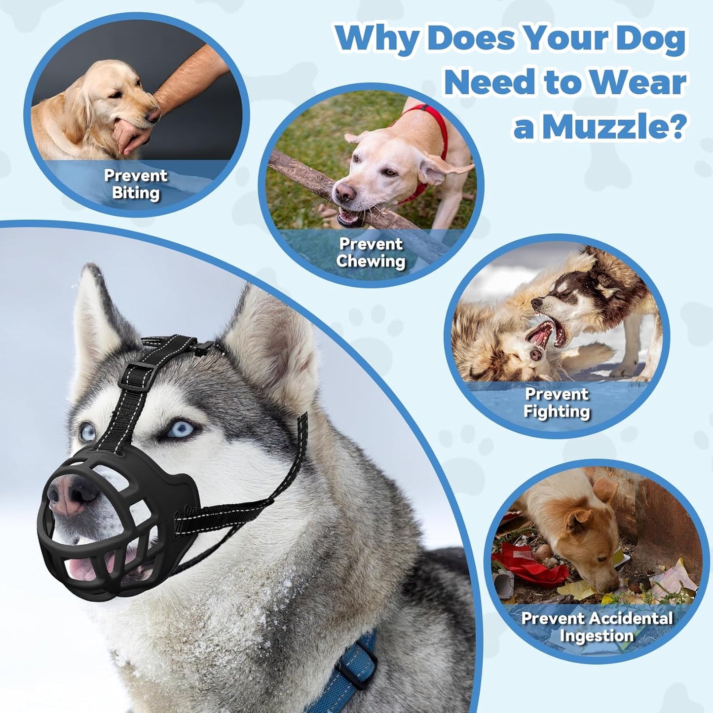 Dog Muzzle for Large Dogs, Breathable Basket Muzzles for Small, Medium and X-Large Aggressive Dog, Allows Panting Drinking, Suitable for Grooming Trimming Training (2, Black)