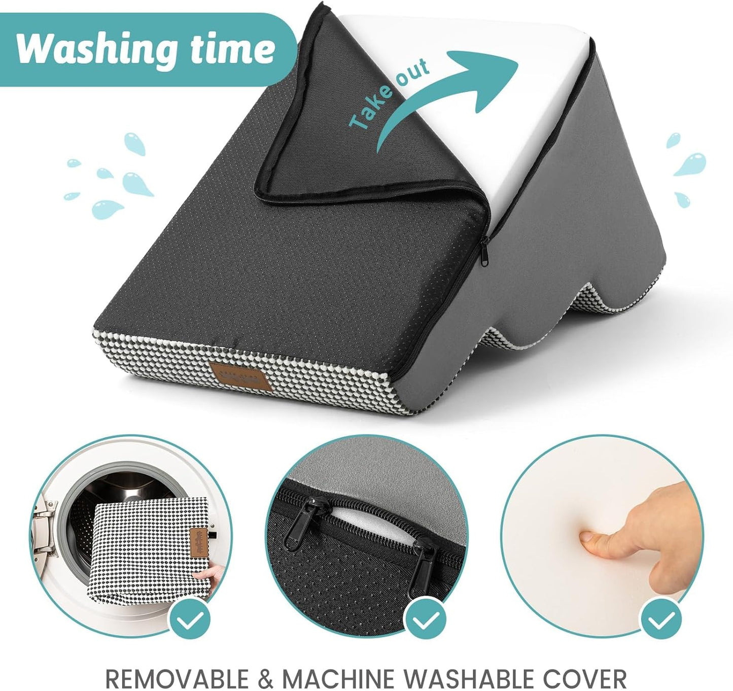 Dog Stairs for Small Dogs 15.7" H, Curved Dog Step for Puppy, Older Cat, Medium Pet Ramp for Sofa, Couch or Chair, Ladder with High Density Foam, 15.7x22.4x15.7 inch, 3 Step, White Black