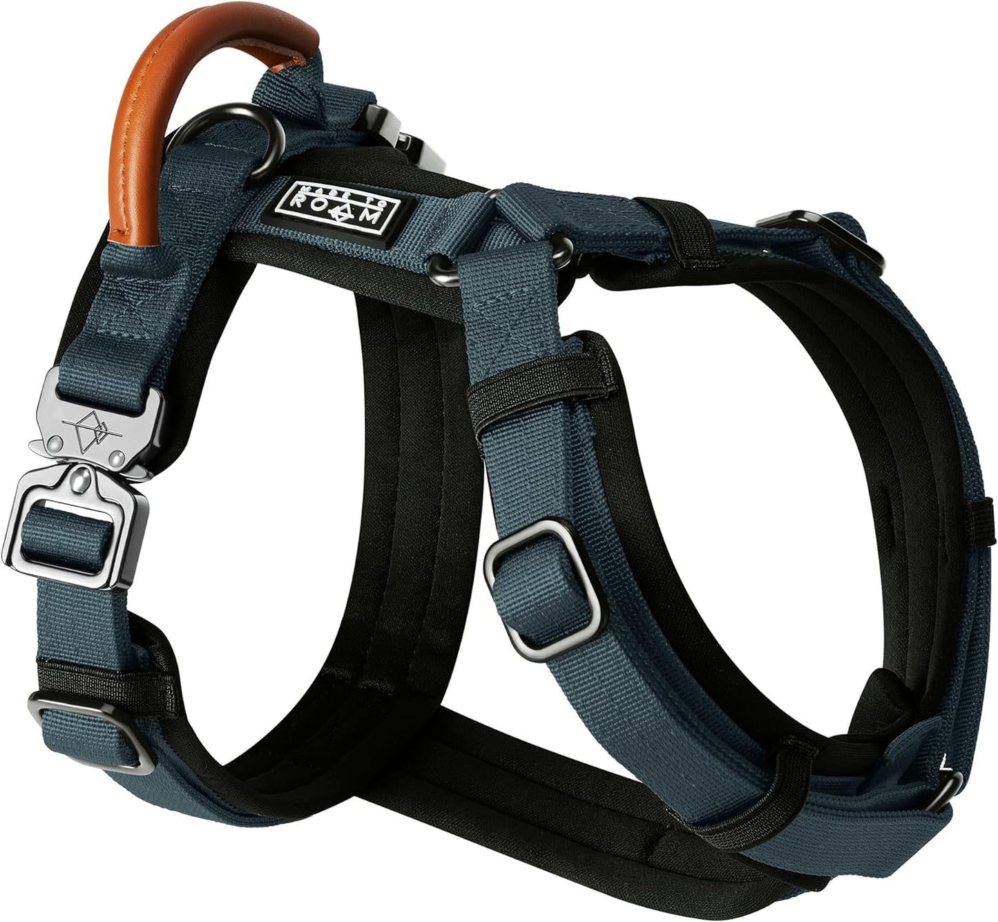 MADE TO ROAM Premium Explorer Harness - Y-Shaped Dog Harness with Adjustable Durable Nylon, Soft Padding, Metal Buckles and Leather Handle for Small, Medium, Large Dogs (Colorado Nightsky, Size 3)