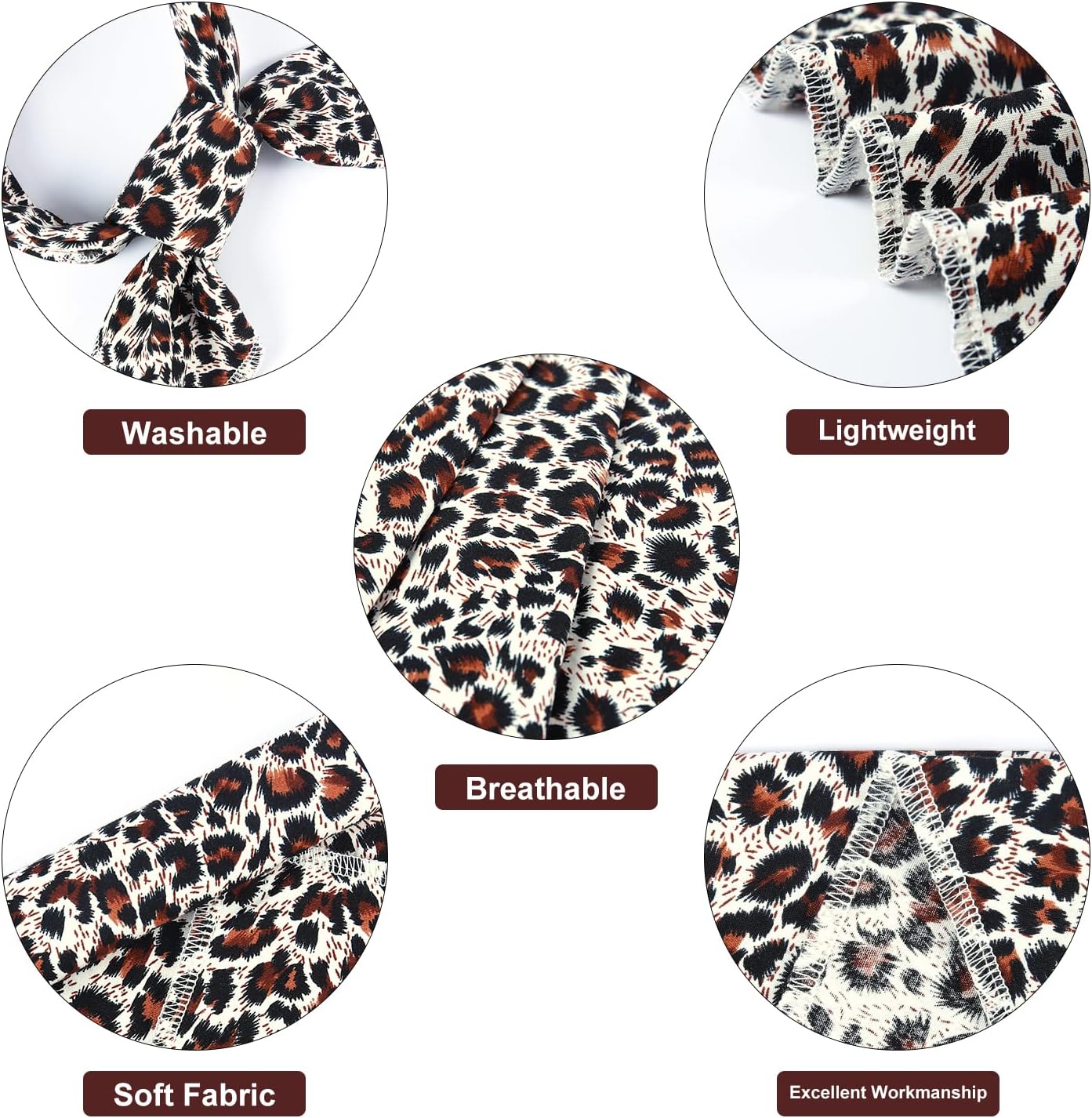 E-Clover Dog Bandanas & Matching Scrunchie Set Leopard Dog Bandana Bibs Washable Kerchief Scarf for Puppy Small Dogs & Owner