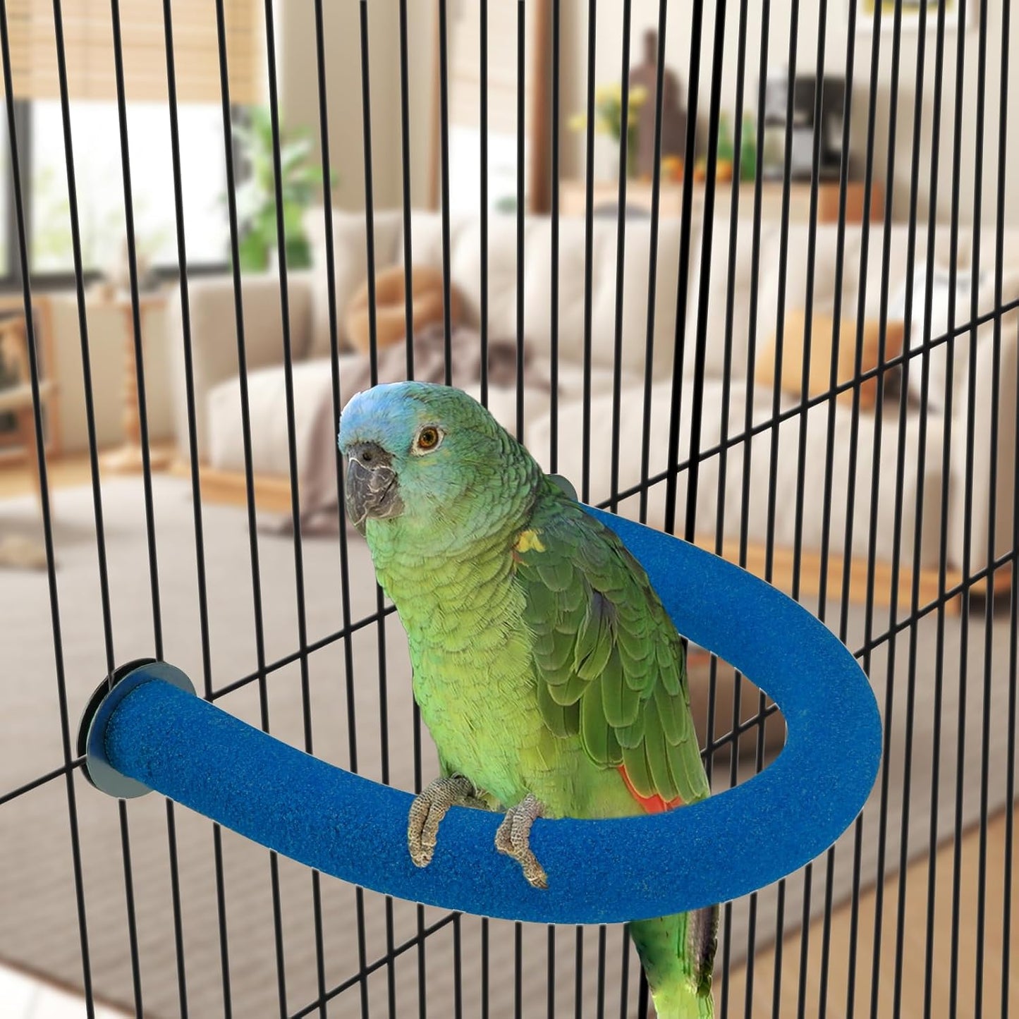 RYPET Parrot Perch Rough-surfaced - Quartz Sands Bird Cage Perches for Medium to Large Bird, U Shape Large