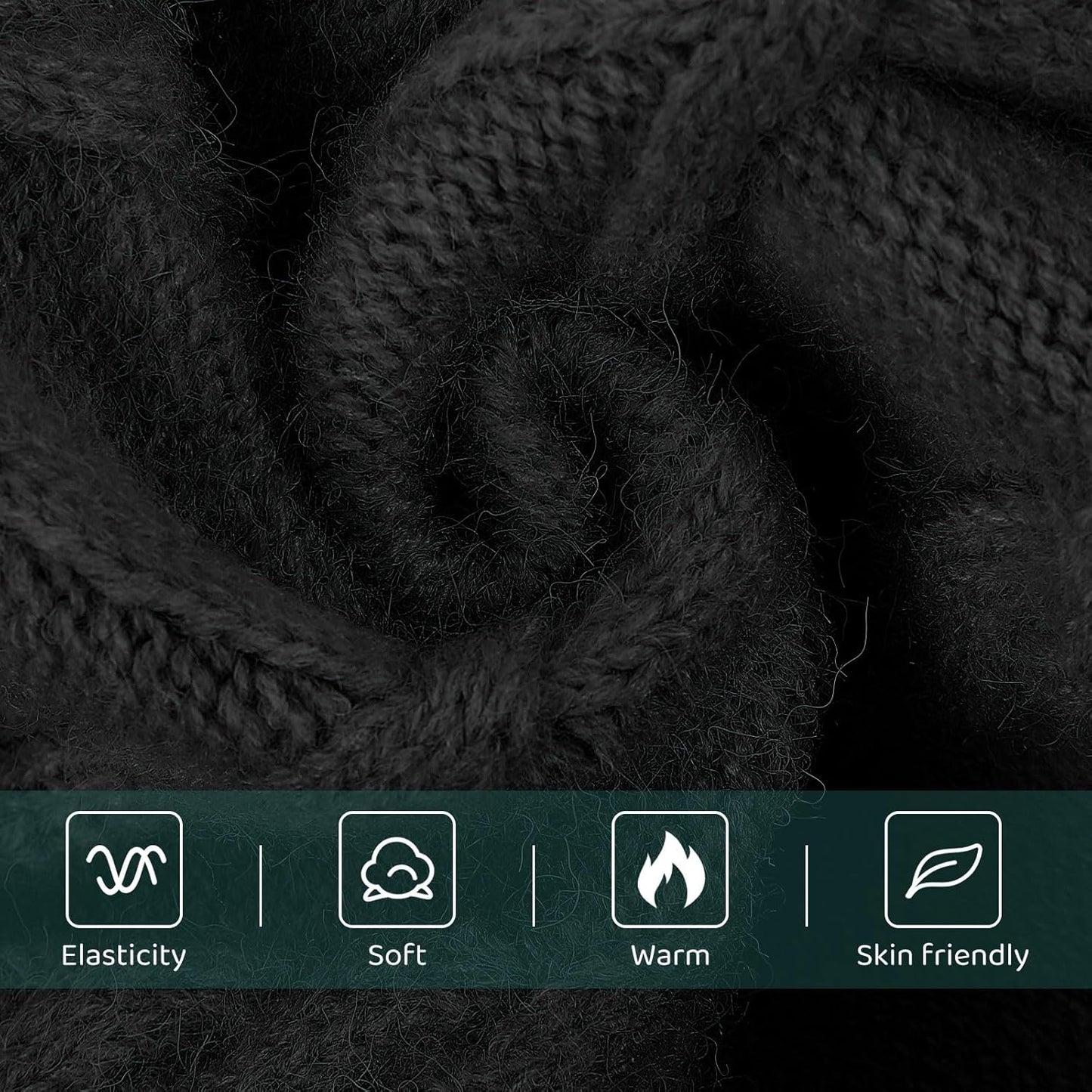 Queenmore Small Dog Pullover Sweater, Cold Weather Cable Knitwear, Classic Turtleneck Thick Warm Clothes for Chihuahua, Bulldog, Dachshund, Pug (Black, Small)