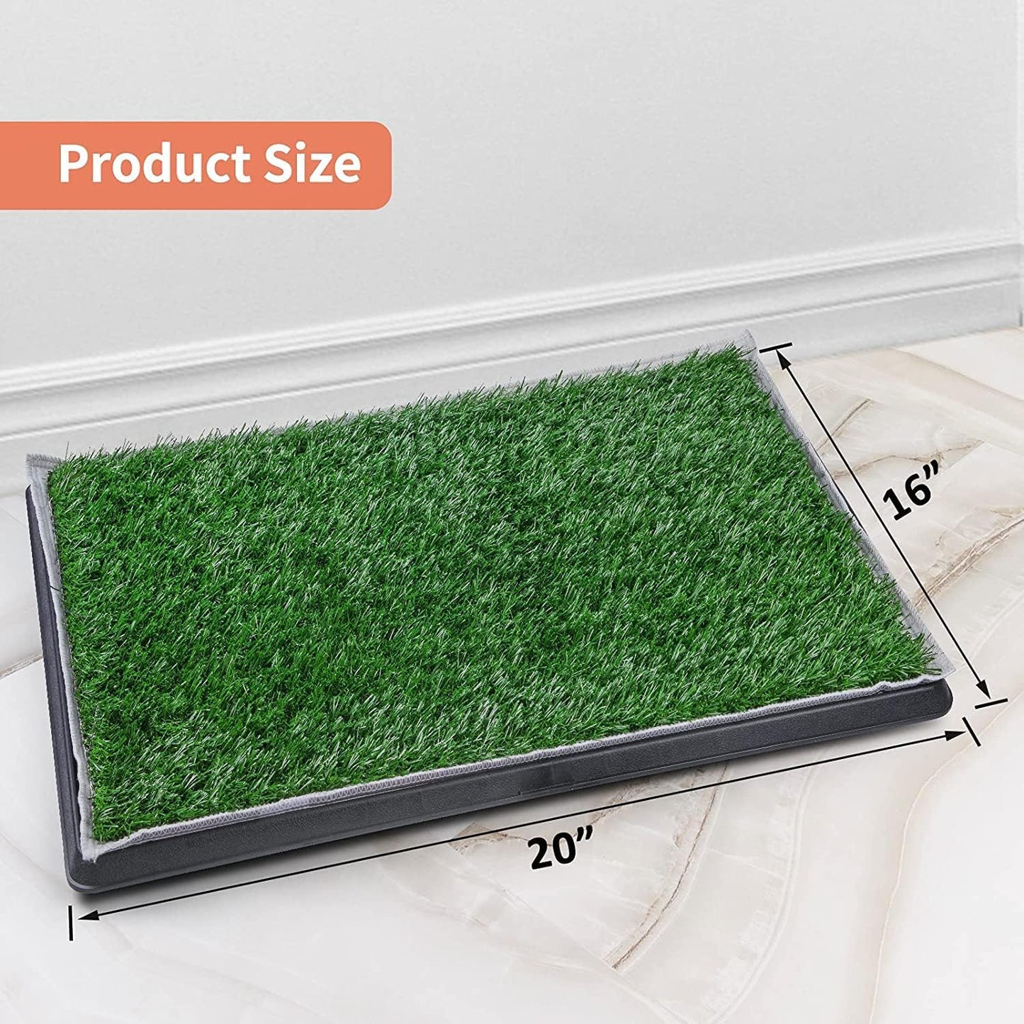 Dog Grass Pet Loo Indoor/Outdoor Portable Potty, Dog Litter Box, Artificial Grass Patch Bathroom Mat and Washable Pee Pad for Puppy Training, Full System with Trays (Pet Training Tray, 20"x16")