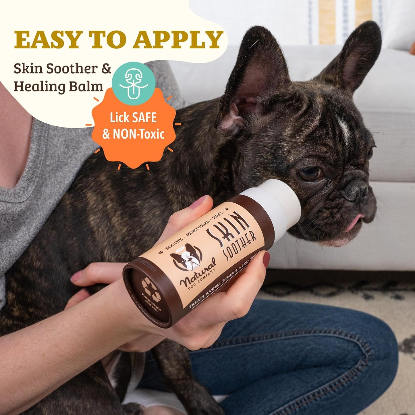 Natural Dog Company Skin Soother Balm for Skin Irritation, Allergy & Itch Relief for Dogs, Hot Spot Treatment, Dog Moisturizer for Dry Skin, Healing Ointment with Coconut Oil & Vitamin E (2 oz Stick)