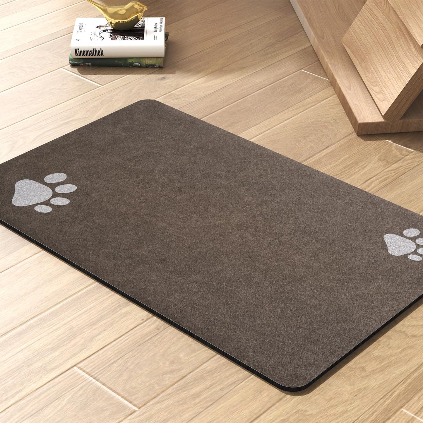 Pet Feeding Mat-Absorbent Dog Mat for Food and Water Bowl-No Stains Quick Dry Water Dispenser Mat-Dog Accessories Pet Supplies-Bowl for Messy Drinkers（Brown,17"x28"