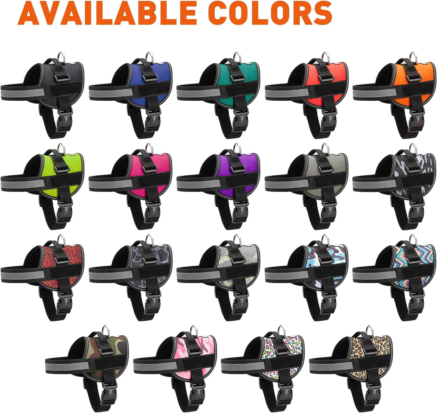 Dogline Dog Harness, Reflective No-Pull Adjustable Vest with Handle for Walking, Training, Breathable, No - Choke Harness for Small, Medium or Large Dogs Room for Patches Girth 15 to 18 in Black