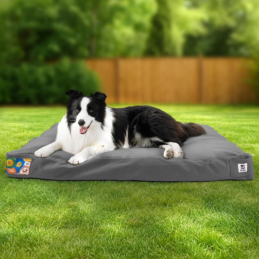 Sytopia 36-Inch Canvas Outdoor Dog Bed, Washable & Waterproof with Chew-Resistant Removable Cover, Ideal for Large & Medium Dogs for Indoor, Outdoor, Crate, or Patio Use (Dark Grey)