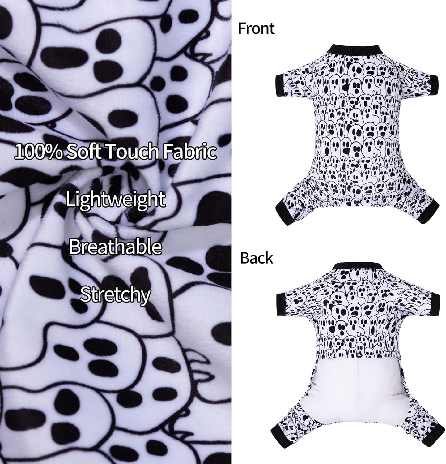 CuteBone Small Dogs Outfit Soft Puppy Onesies Pjs Halloween Dog Pajamas Pet Coat Cat Apparel Comfy Doggie Jumpsuit Bodysuit for All Seasons P300M