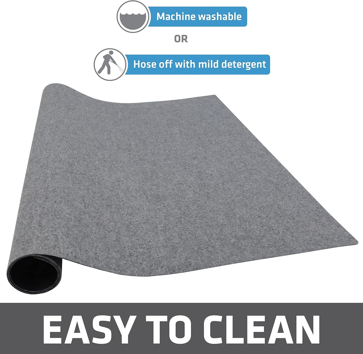 Drymate Dog Crate Mat Liner, Absorbs Urine, Waterproof, Non-Slip, Washable Puppy Pee Pad for Kennel Training - Use Under Pet Cage to Protect Floors, Thin Cut to Fit Design (USA Made) (LGrey)(29"x50")