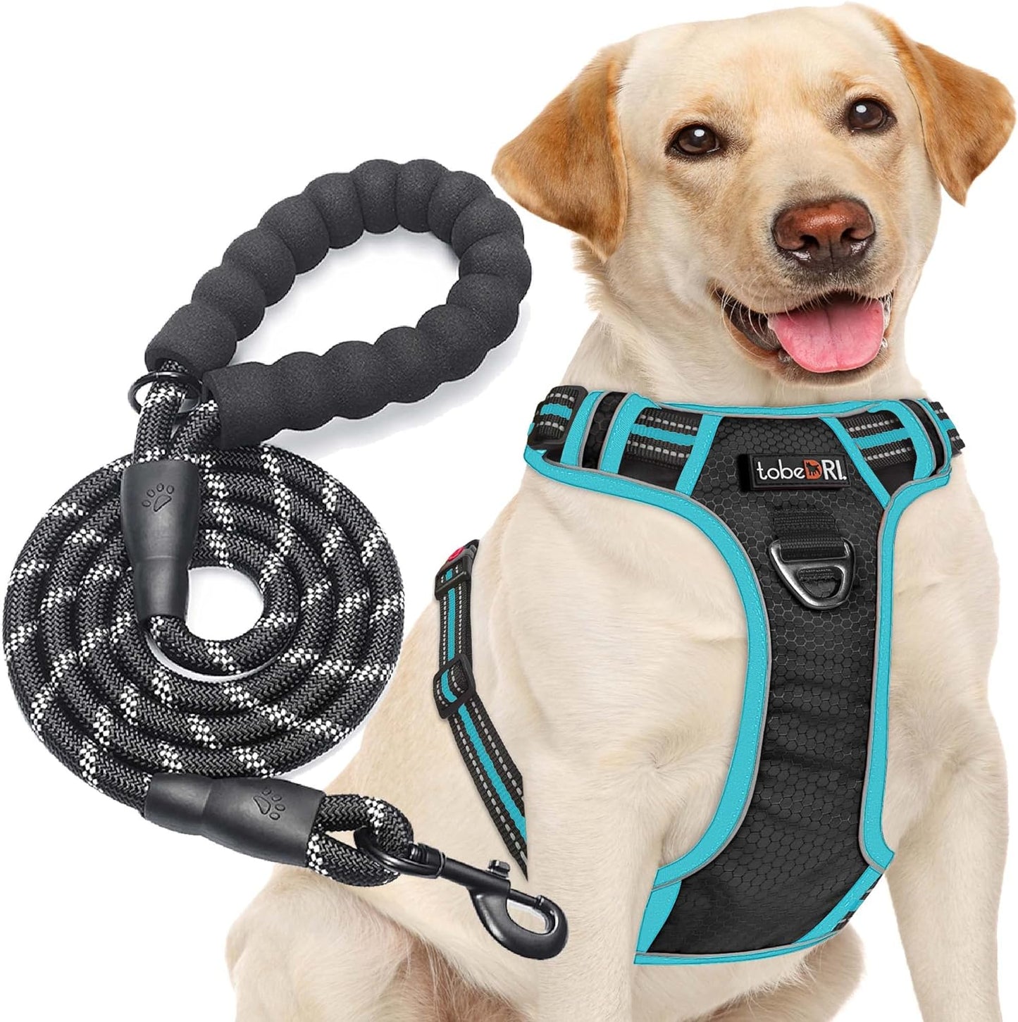 No Pull Dog Harness Adjustable Reflective Oxford Easy Control Medium Large Dog Harness with A Free Heavy Duty 5ft Dog Leash