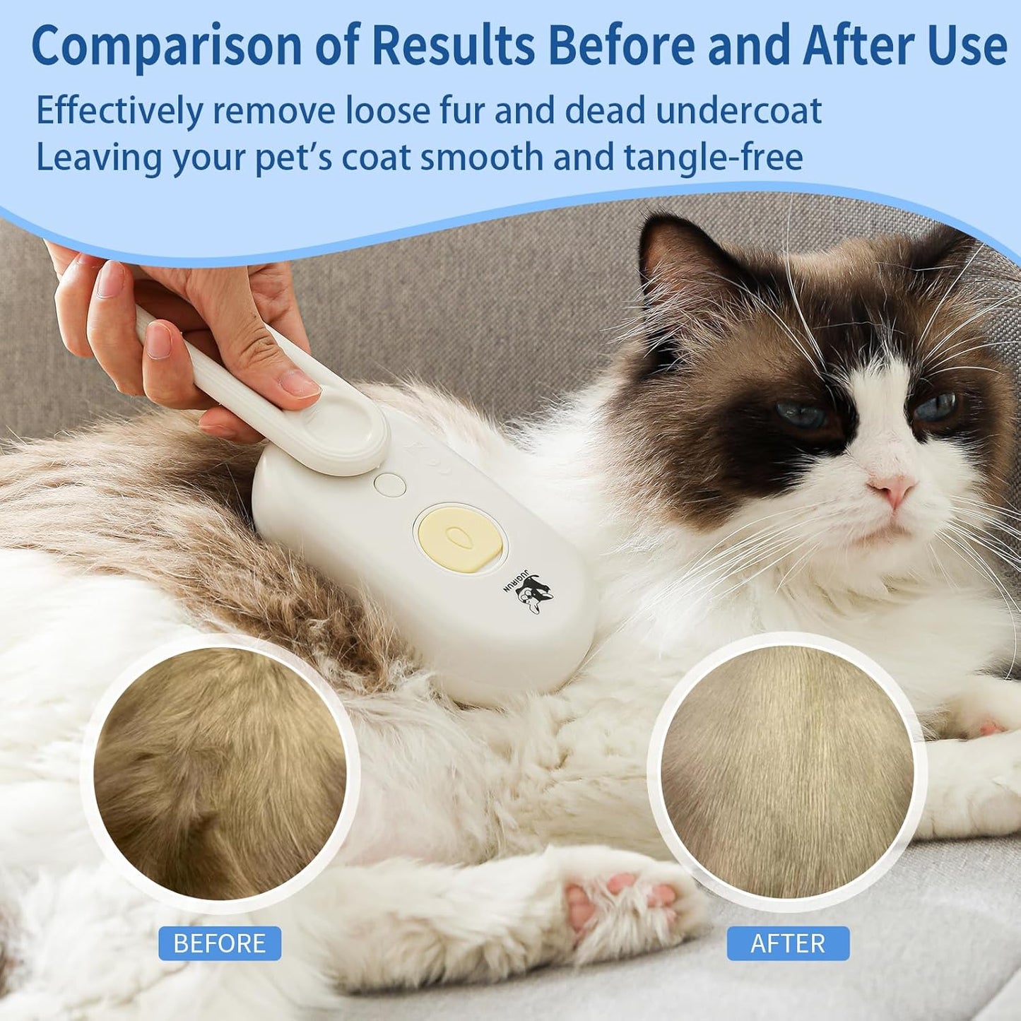 Cat Steam Brush for Shedding,4 in 1 Grooming Brush for Cats and Dogs,Deshedding,Massage,Cleaning & Anti-Static All In One,Suitable for Long & Short Haired Pets,Includes Waterless Shampoo,Blue