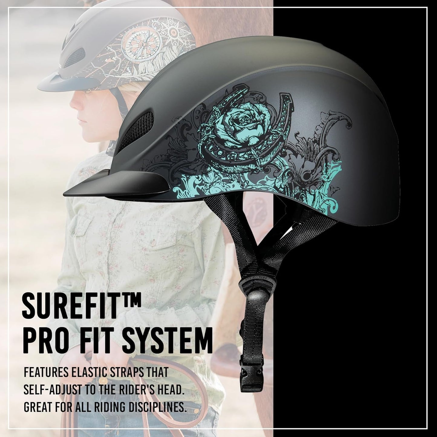 Troxel Rebel Turquoise Rose Helmet