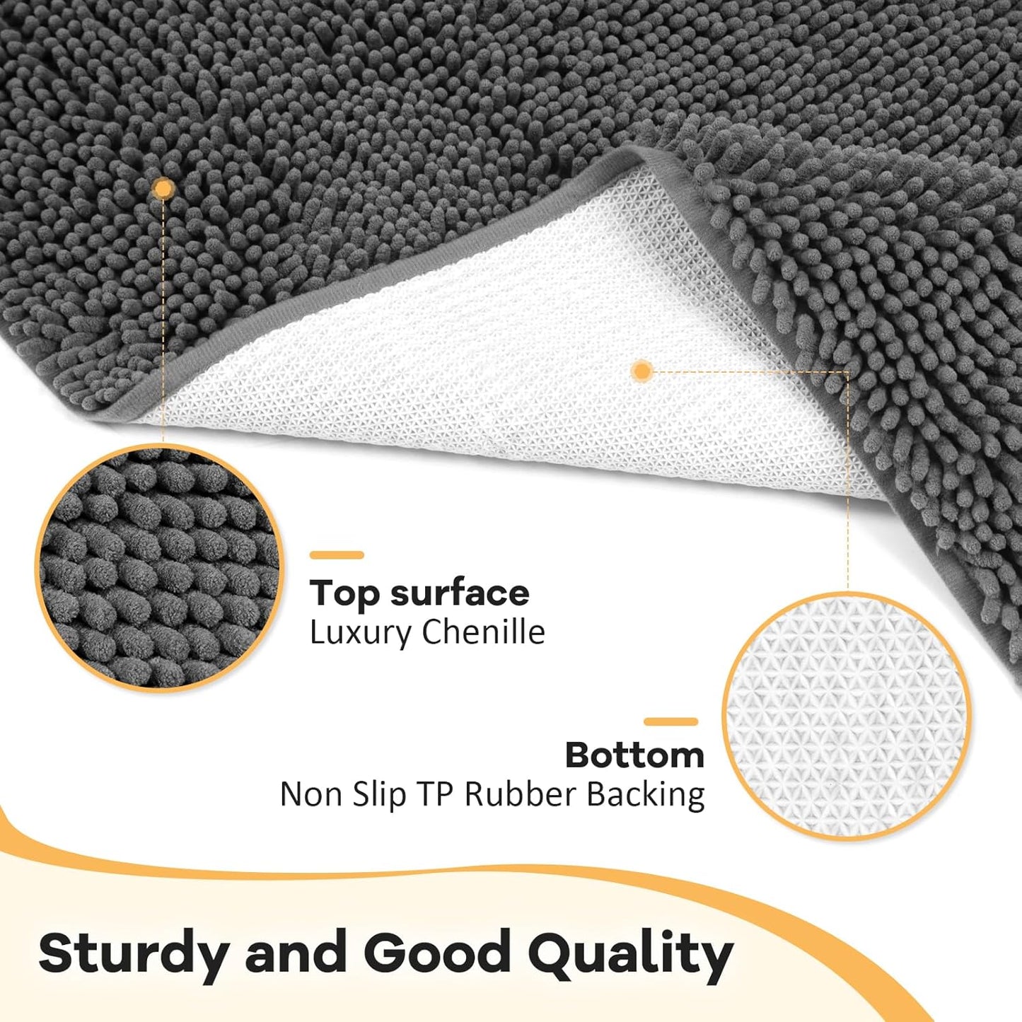 Absorbent Dog Door Mat for Muddy Paws, 60" x 36" Chenille Indoor Mats for Entryway, Trap Dirt Front Door Mat Indoor Entrance Washable Non Slip Soft