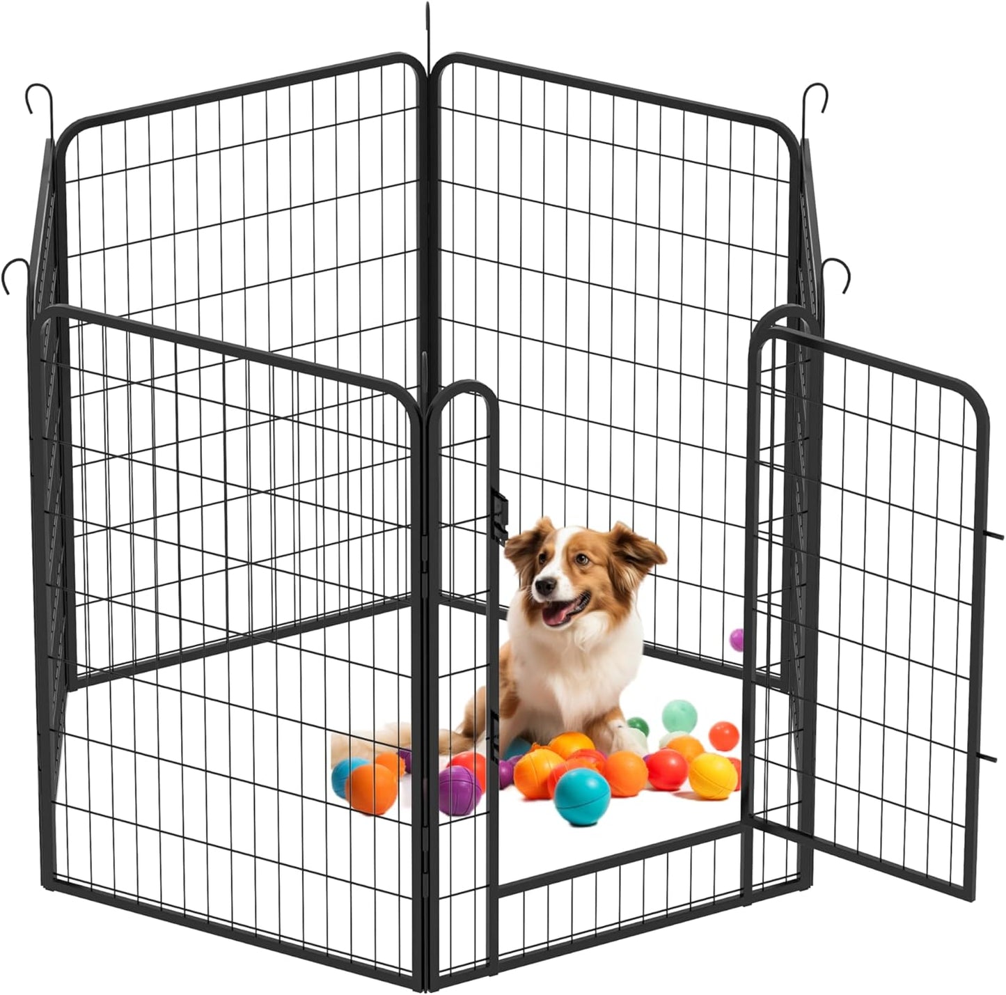 Dog Playpen, Outdoor Dog Fence, 6 Panels, 40" H Dog Pen for Large/Medium/Small Dogs, Heavy Duty Metal Pet Fence with Gate, Portable Dog Fence for RV Camping and Yard (Black)