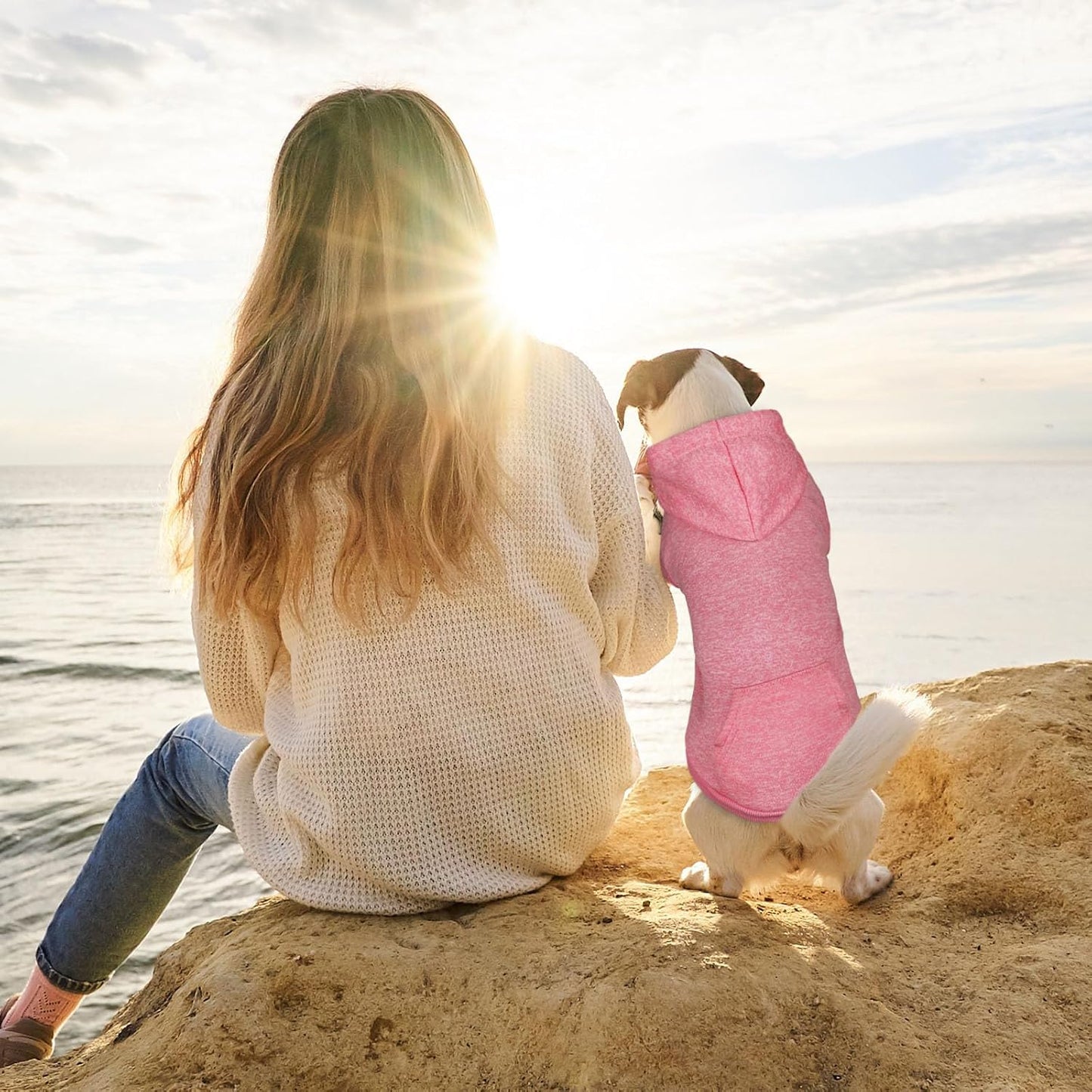 Dog Sweaters for Small Dogs Dog Hoodie Fleece Soft Pet Clothes Sweatshirt with Pocket Pet Hoodie for Small Dogs Puppy Sweater(Pink&XS)