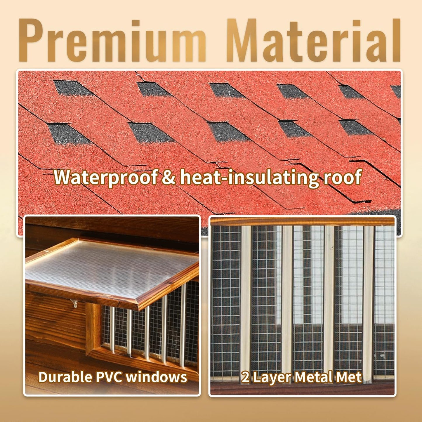 Luxury Dog House Outdoor&Indoor Weatherproof, Wooden Dog House for for Garden Backyard, Natural Pine Wood Pet House Outside, Waterproof Dog Kennel, XL