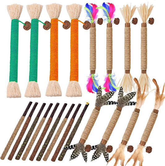 Cat Toys 21Pack Silvervine Chew Stick Kitten Treat Catnip Toy Kitty Natural Stuff Catnip for Cleaning Teeth Indoor Dental Snack Interactive