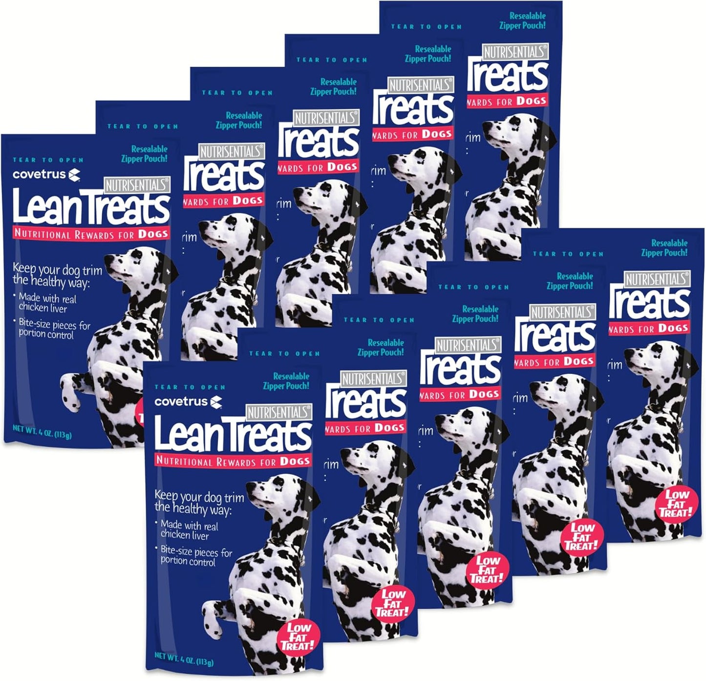 Covetrus Nutrisential Lean Treats for Dogs - Small, Medium & Large Dogs (K9) - Nutritional Low Fat, Bite-Size - Soft Chicken Flavor - 10 Pack - 4oz