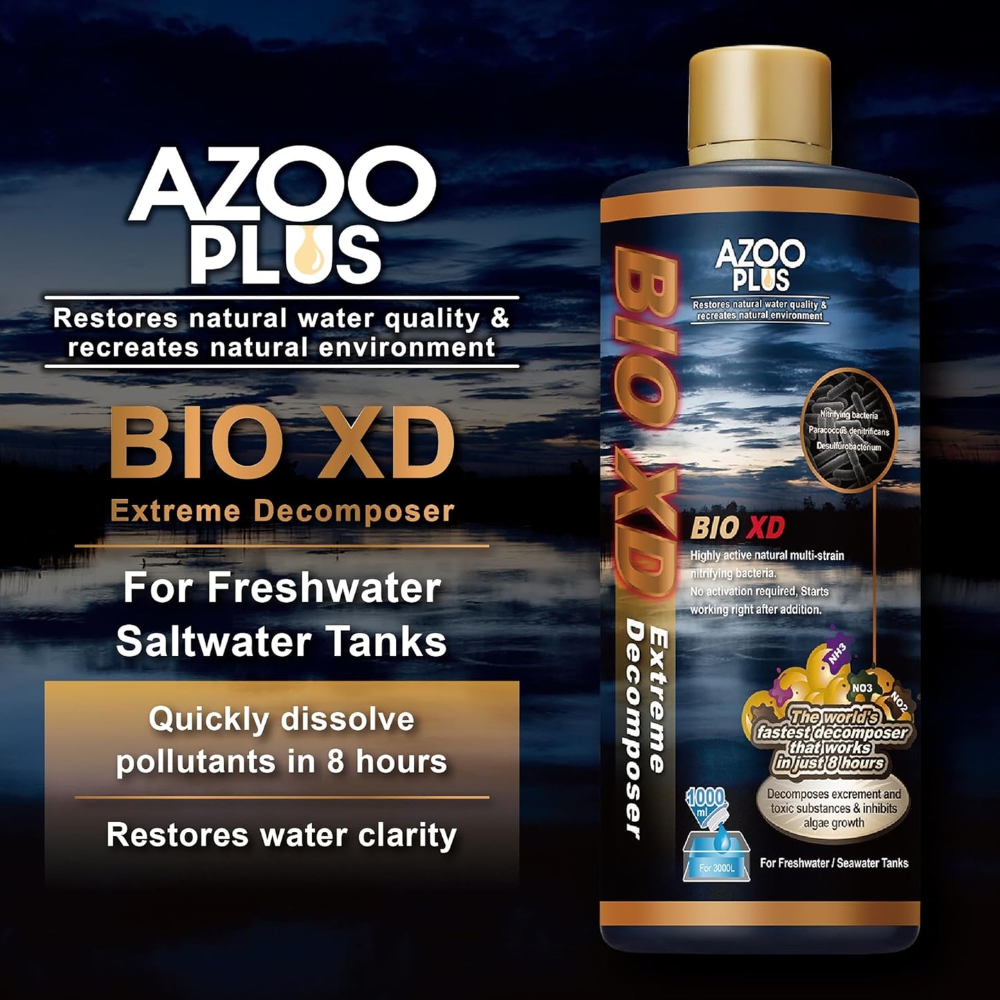 AZOOPLUS BIO XD Extreme Decomposer Nitrifying Bacteria for Freshwater and Saltwater Fish Tank 8.45 Ounces