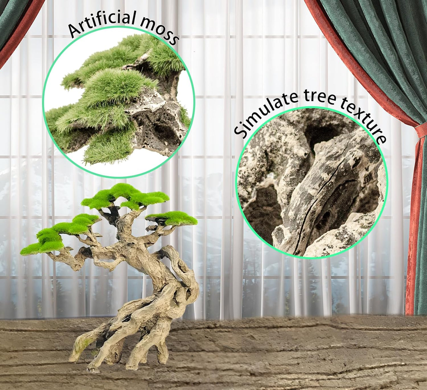 Novelsite Fish Tank Decoration- Cliff Bonsai Trees with Faux Moss- Aquarium Decoration Aqua scaping- Made of Sandstone-Goldfish Betta Fish Tank Decor