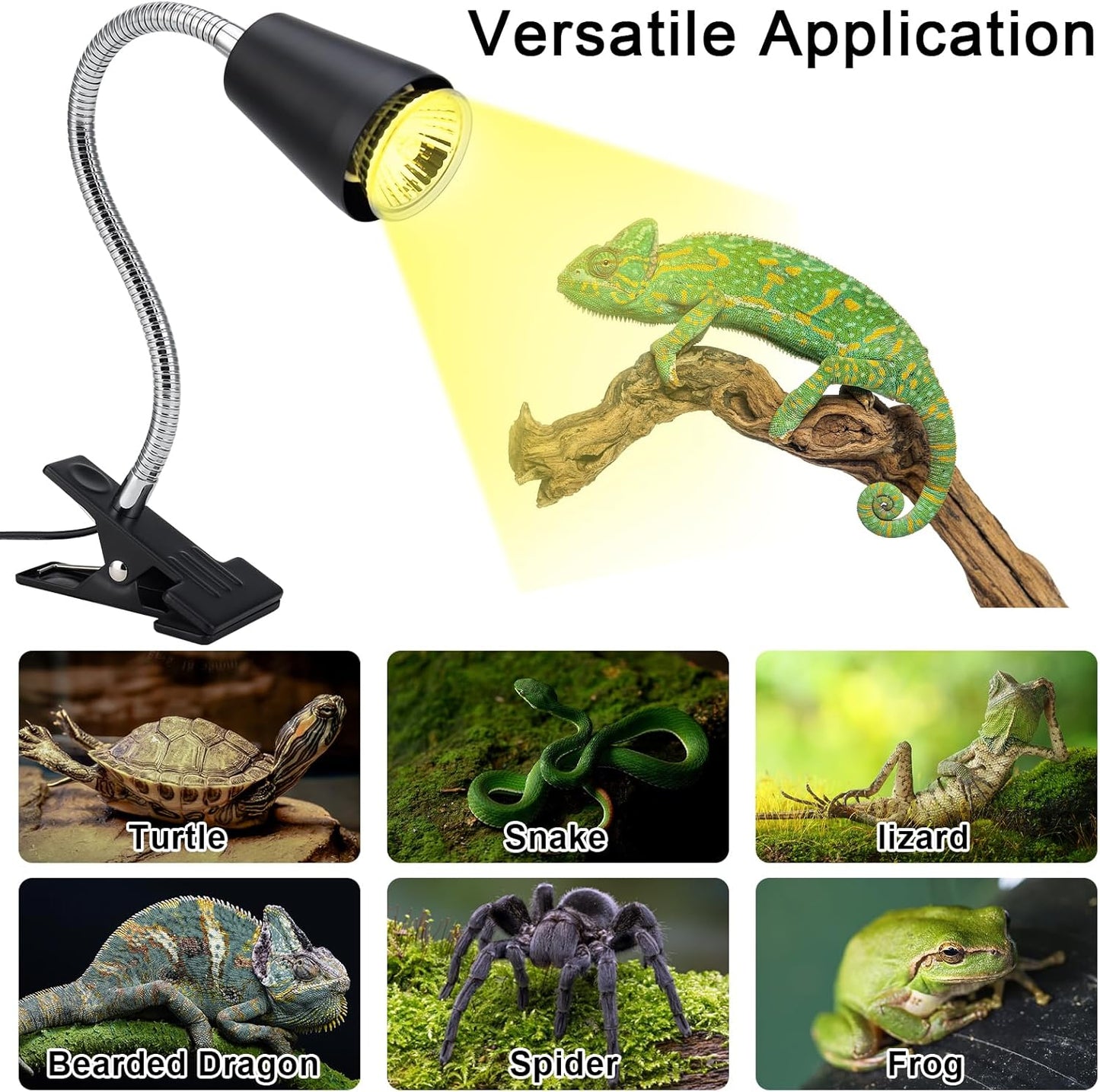 Reptile Heat Lamps, UVA/UVB Turtle Heat Lamp,Turtle Aquarium Light Bulbs, Heating Lamps with Cycle Timer, 360° Rotatable Heat Lamp for Lizard Turtle Snake Aquarium Aquatic Plants,2 Heat Bulbs