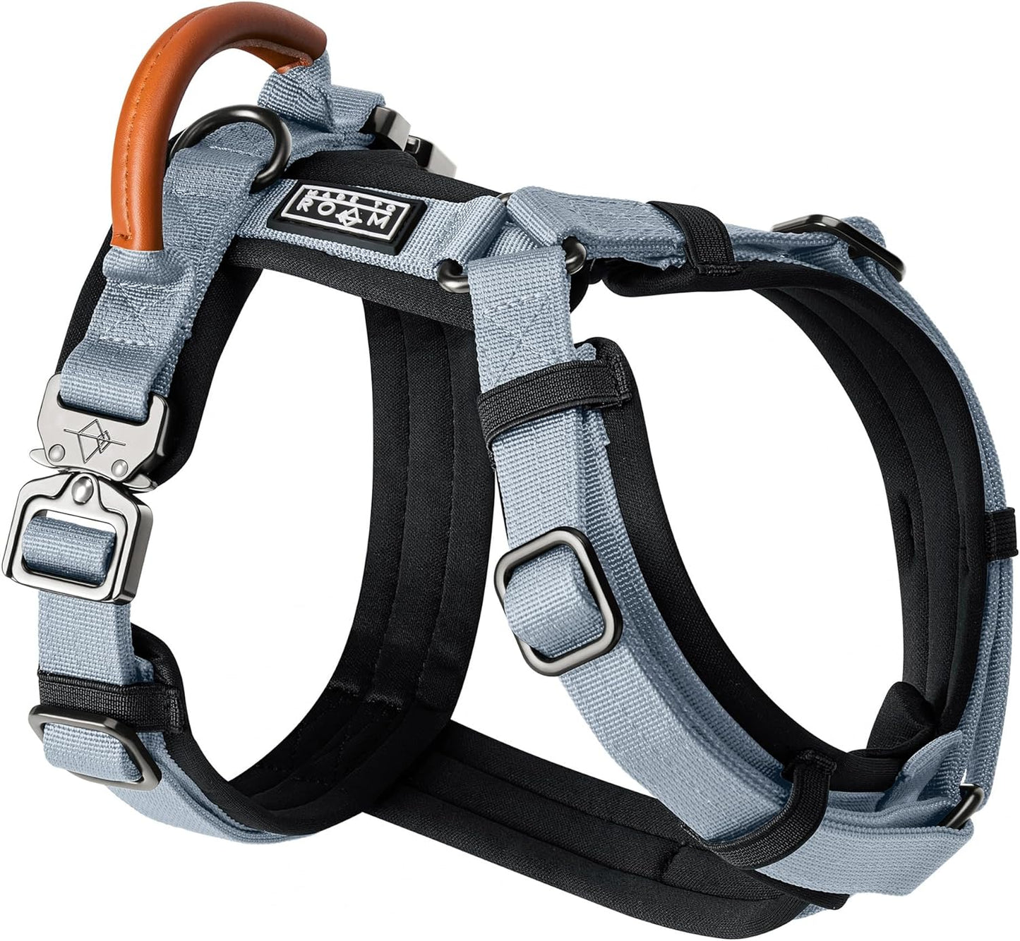 MADE TO ROAM Premium Explorer Harness - Y-Shaped Dog Harness with Adjustable Durable Nylon, Soft Padding, Metal Buckles and Leather Handle for Small, Medium, Large Dogs (Virginia Mountains, Size 6)