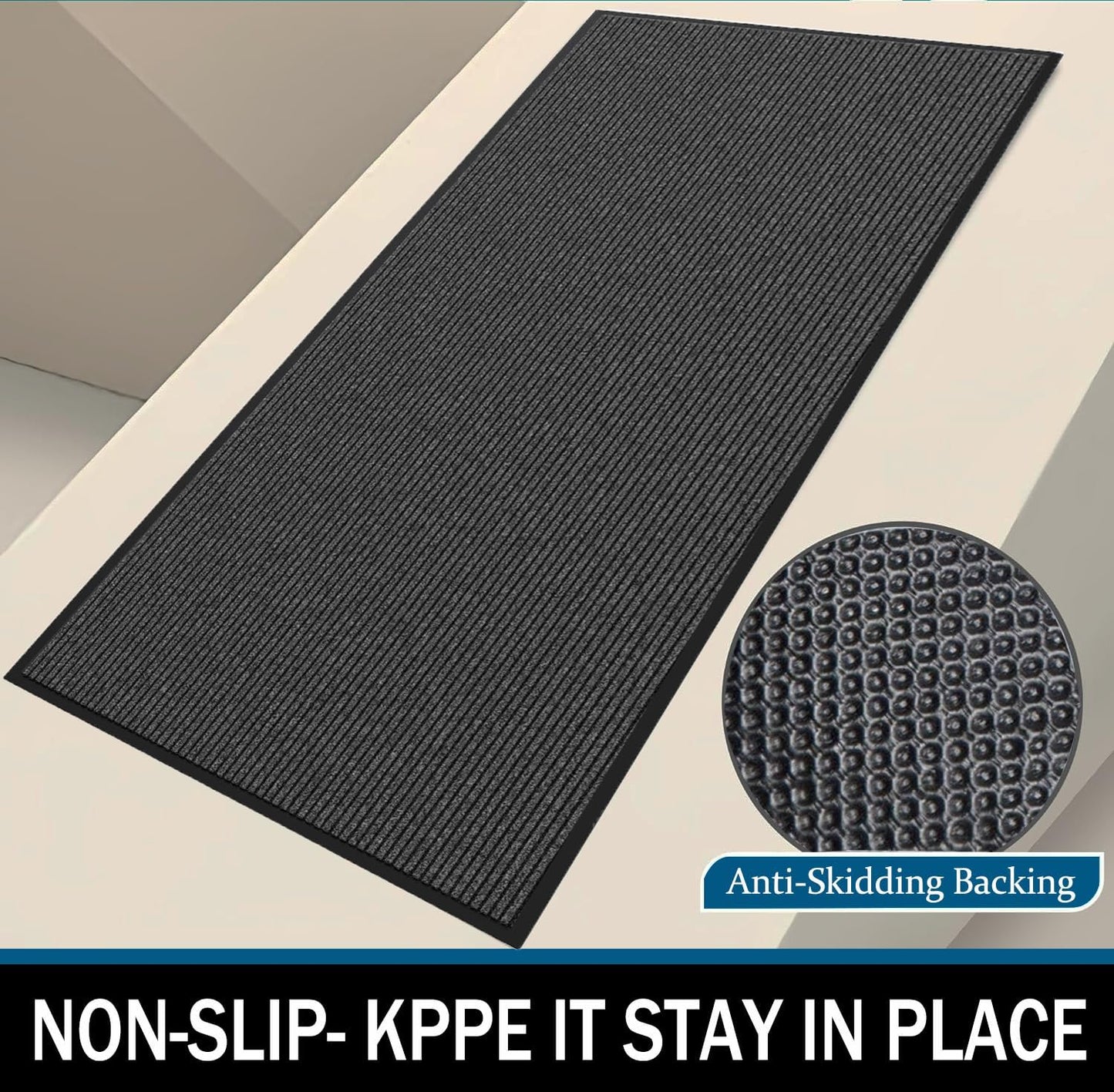 Door Floor Mat Commercial Grade Large Size 3' x 10'Heavy Duty Tough Entry Collection Slip Skid Entrance Mat with Rubber Backing Low Profile and Easy to Clean Indoor Outdoor Rug