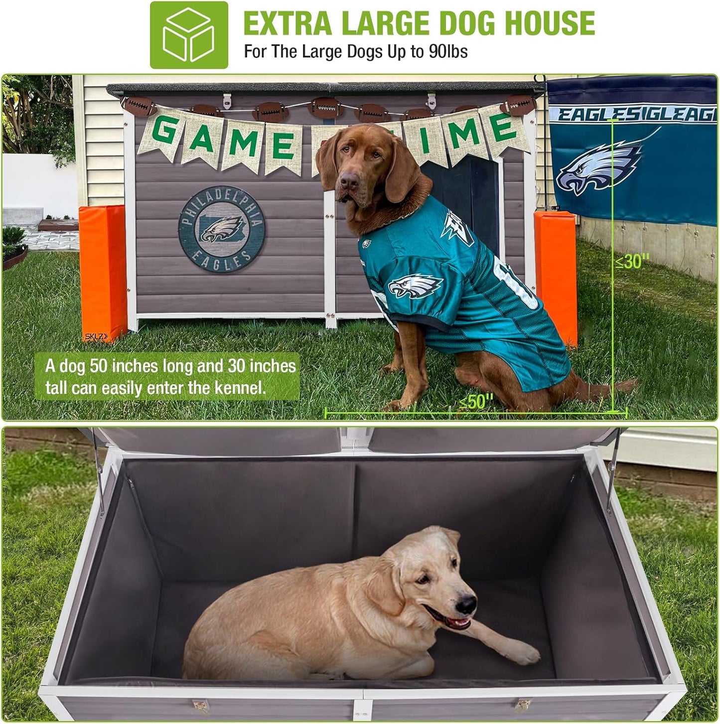 GUTINNEEN Dog House Insulated Outdoor Dog Kennel with Liner for Winter Extra Large