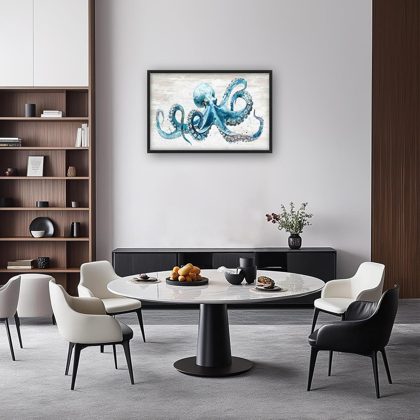 Octopus Large Wall Art Ocean Sea Nautical Pictures Rustic Blue Octopus Animal Wall Decor Canvas Print Painting Artwork for Bathroom Living Room Bedroom 36L" x 24W"