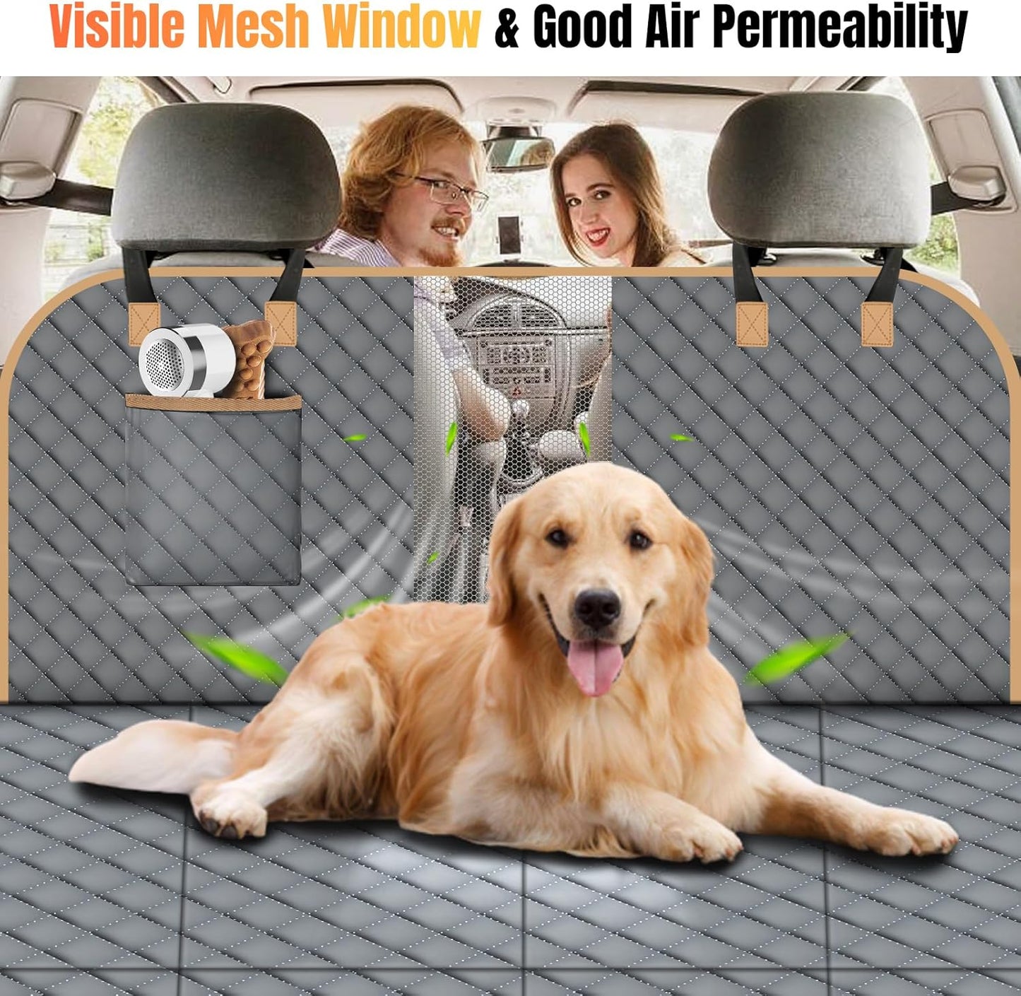 Dog Car Seat Cover for Back Seat, Dog Car Bed Cover with Strong Hard Bottom, Back Seat Extender Hammock for SUV Truck,4 Panels Gray Color