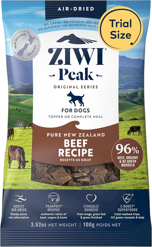 ZIWI Peak Air-Dried Dog Food – Beef - All Natural, High Protein, Grain Free, Limited Ingredient w/Superfoods (3.5oz)