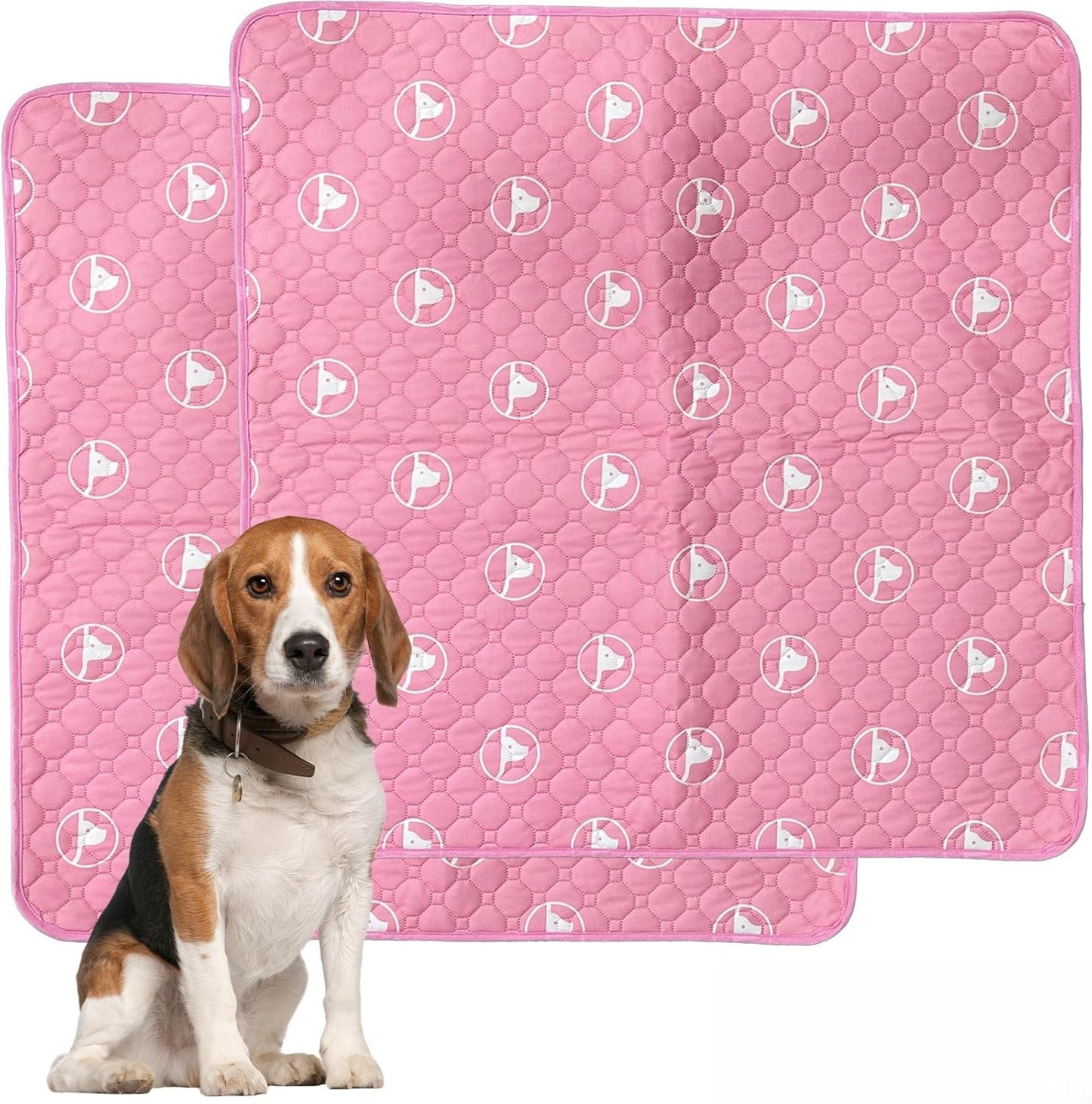 PJYuCien Washable Dog Playpen Mat, 2 Pack 36”x 36” Pink, Leak-Proof Reusable Puppy Pee Pads, Non-Slip Pee Mat for Whelping Pads, Crate, Potty Training, Puppy (Note: Mat Only, Playpen Not Included)