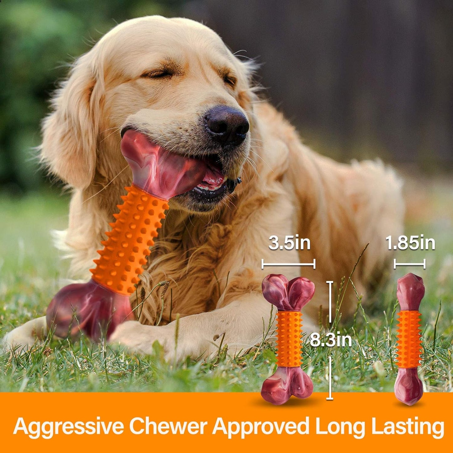 Apasiri Dog Toys for Aggressive Chewers Peanut Butter Flavored, 8" Tough Dog Chew Bone, Nylon & Rubber Chew Toy, Dog Bone Toy for Large Medium Breed 20-80lbs