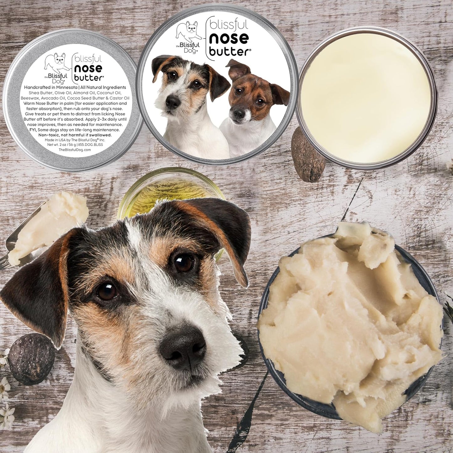 The Blissful Dog Jack Russell Terrier Unscented Nose Butter - Dog Nose Butter, 2 Ounce