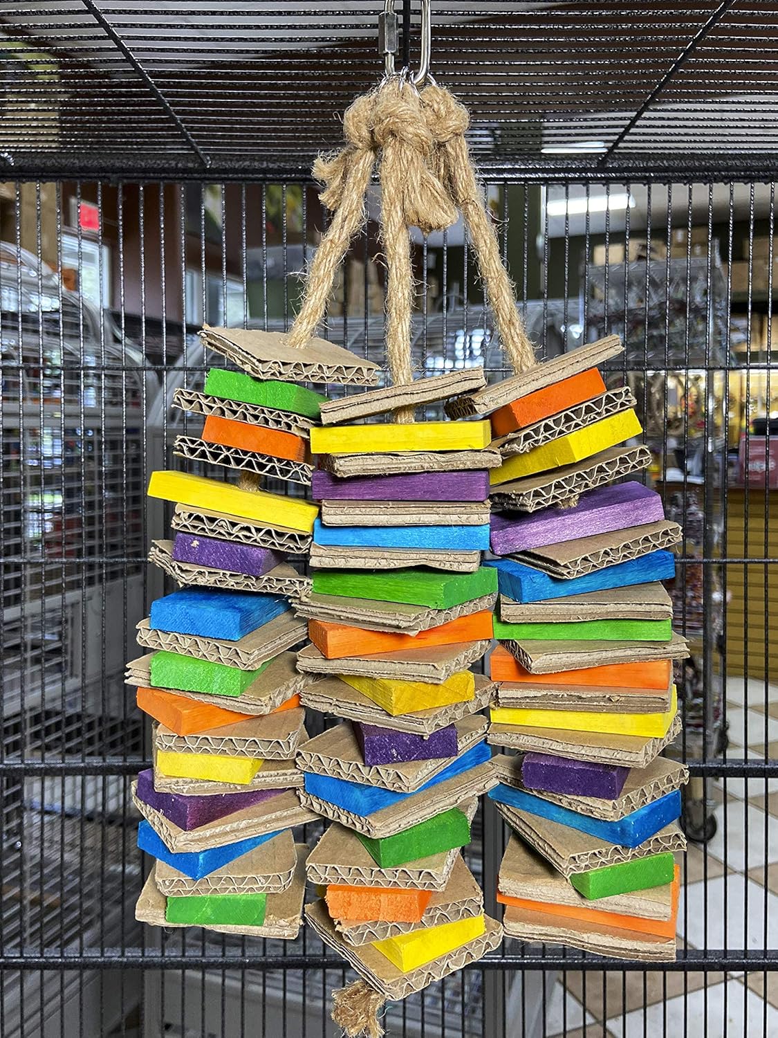 Birds LOVE Chew-Tastic Triple Tower of Shredded Fun Medium Bird Toy for African Grey Conures Sun Conures Caiques Senegals Small Cockatoos Quakers and Similar Small to Medium Sized Birds