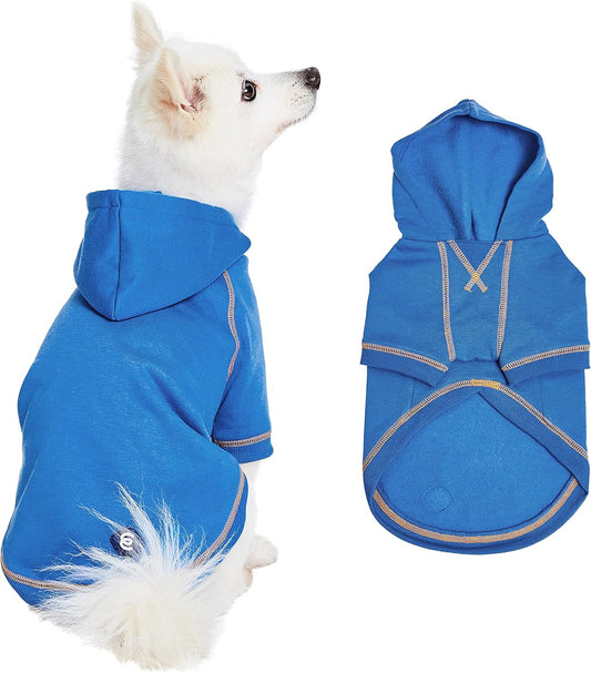 Blueberry Pet Essentials Hoodie – 18″ Cotton‑Blend Sweatshirt with Hood, Alaskan Blue, Machine‑Washable Dog Jersey