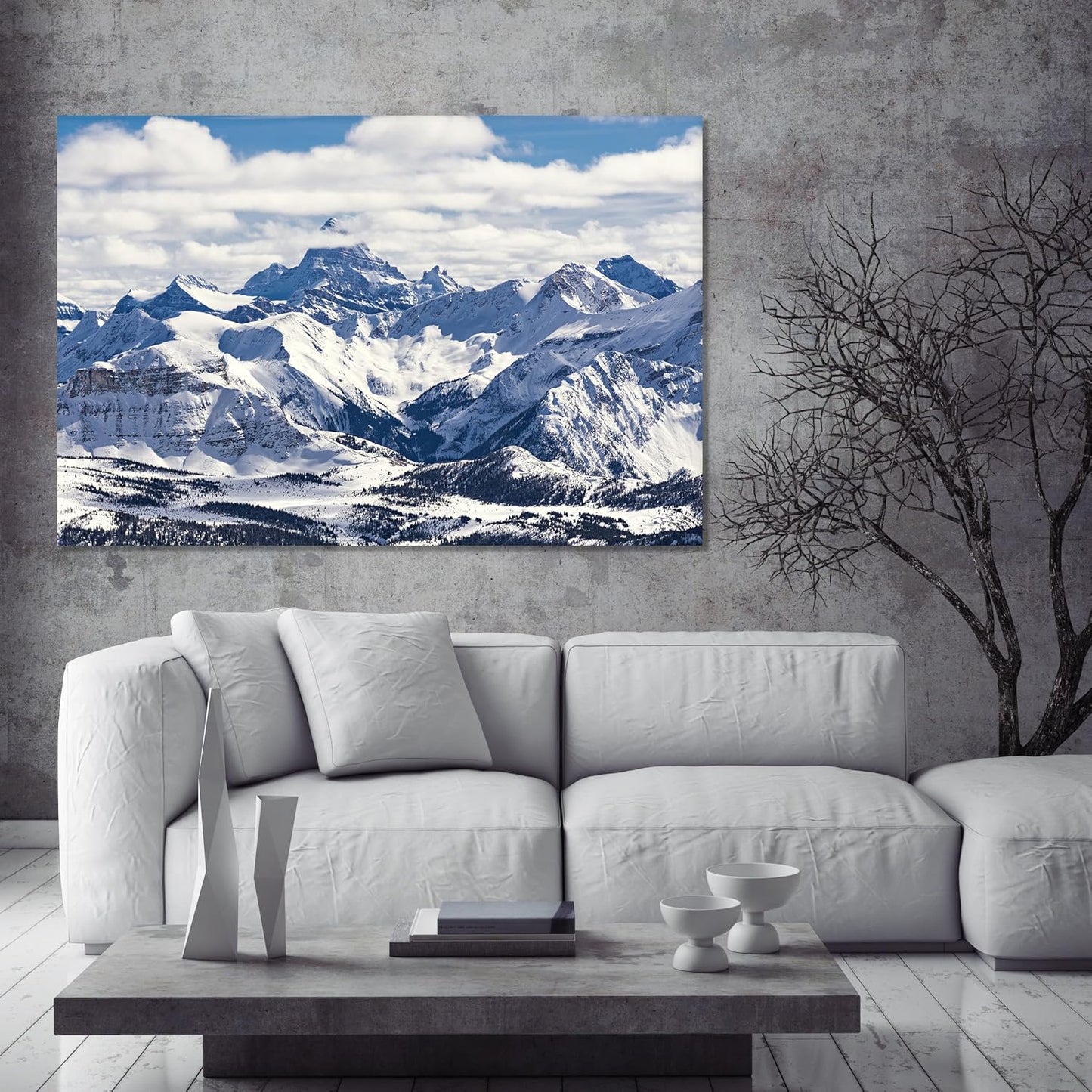 Nature Wall Art Prints - Ocean Forest Mountain Lake Canvas Landscapes - Small to Extra Large Living Room Bedroom Kitchen Bathroom Décor (Snowy Mountains Landscape, 16L" x 24W")