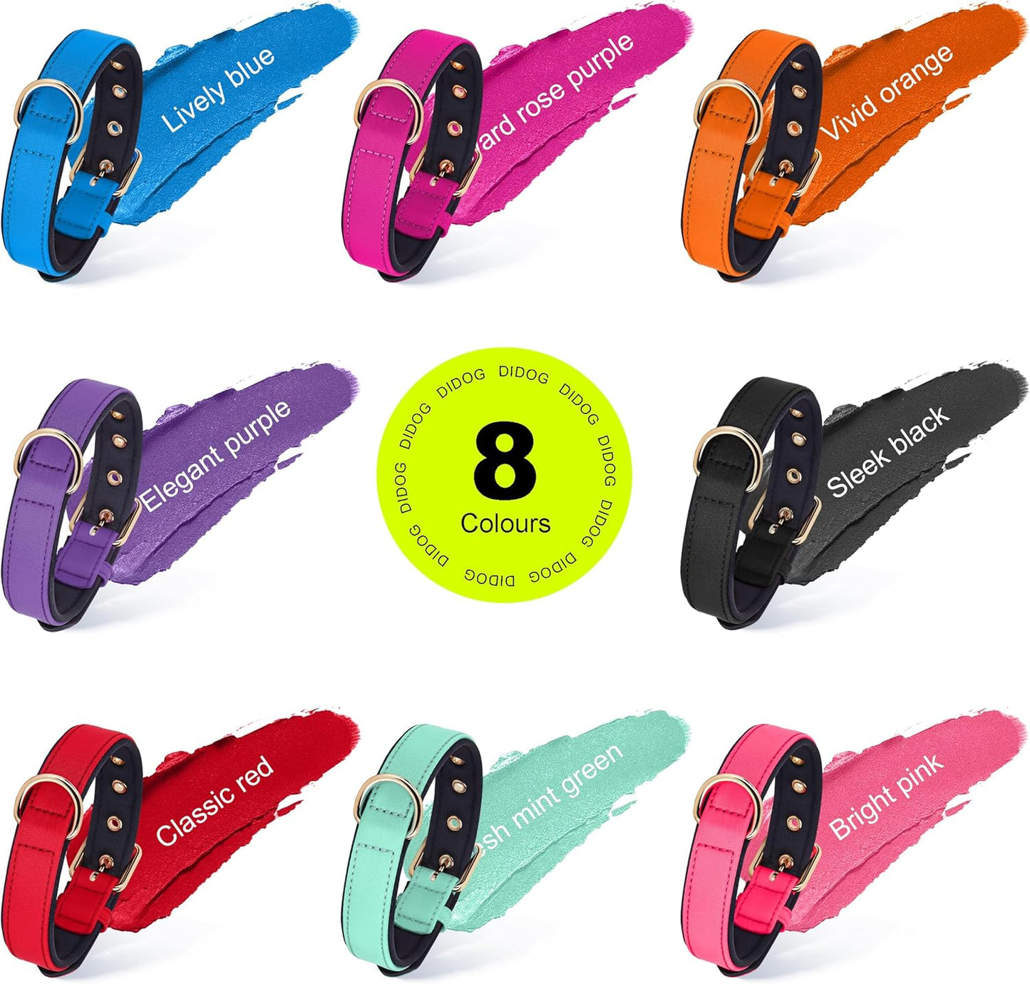 Didog Soft Padded Dog Collars for Small Dogs, Lightweight and Breathable Dog Collar with Metal Buckle for Puppy, Orange, S