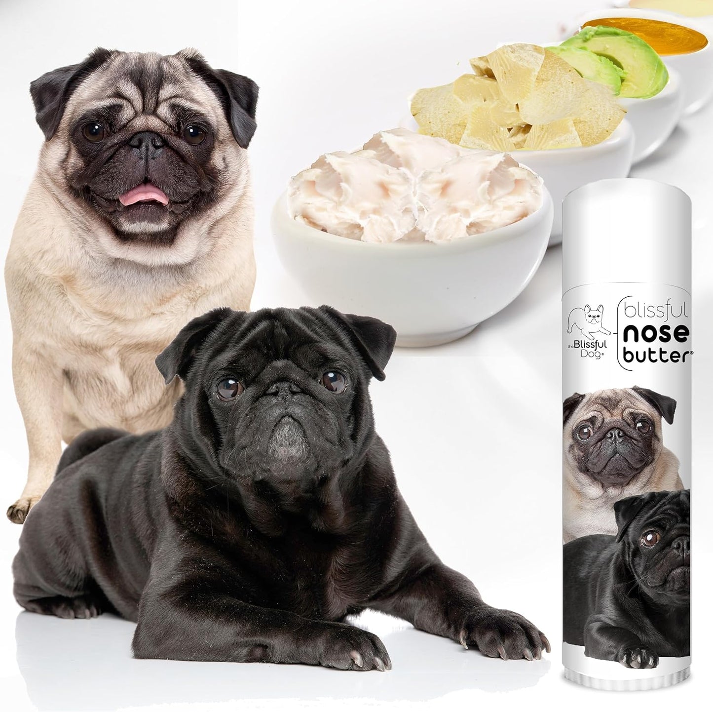 The Blissful Dog Pug Duo Unscented Nose Butter - Dog Nose Butter, 0.50 Ounce