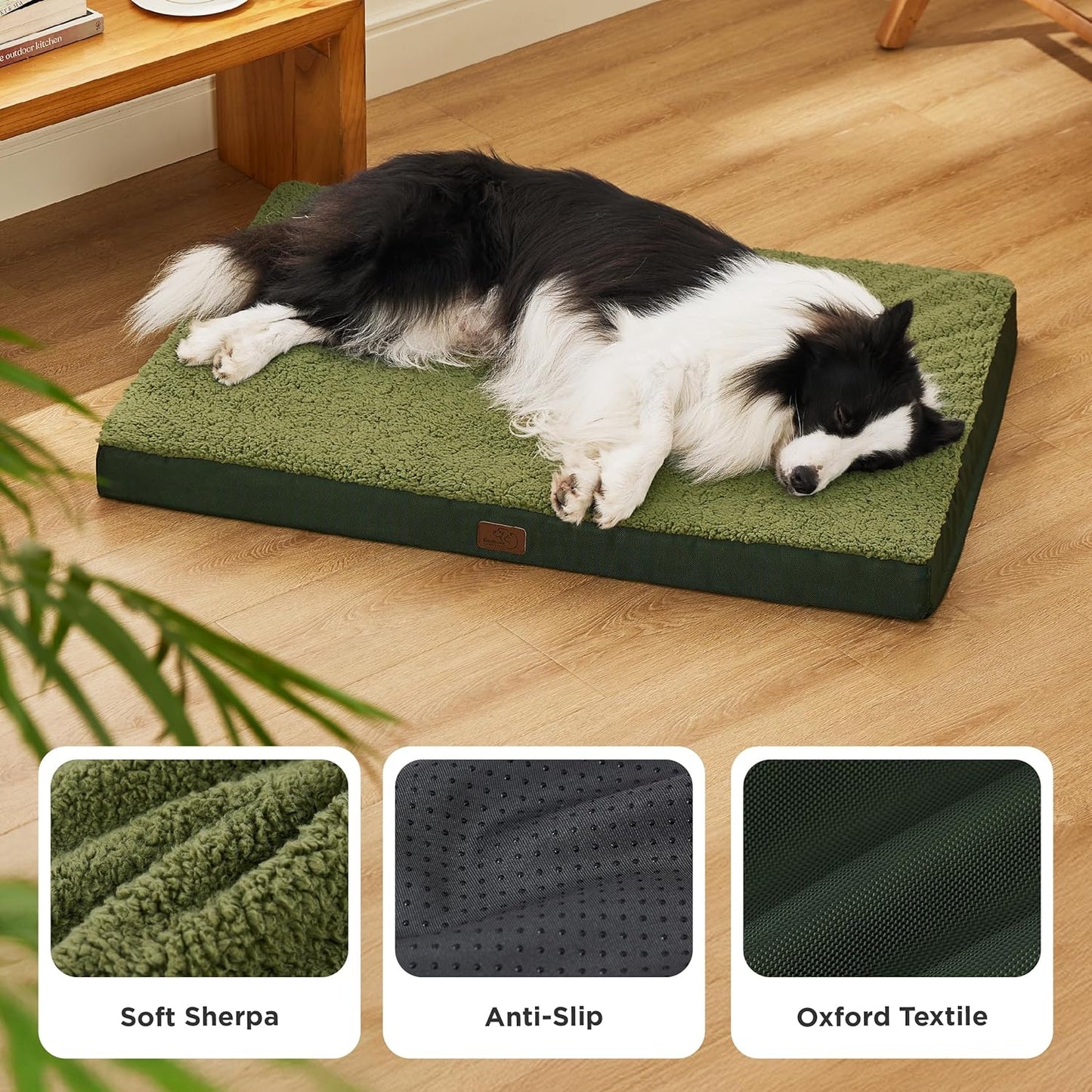 Bedsure Dog Beds Large Sized Dog - Orthopedic Flat Pet Beds with Removable Washable Cover, Egg Crate Foam Puppy Mat, Suitable for Pet Up to 65 lbs