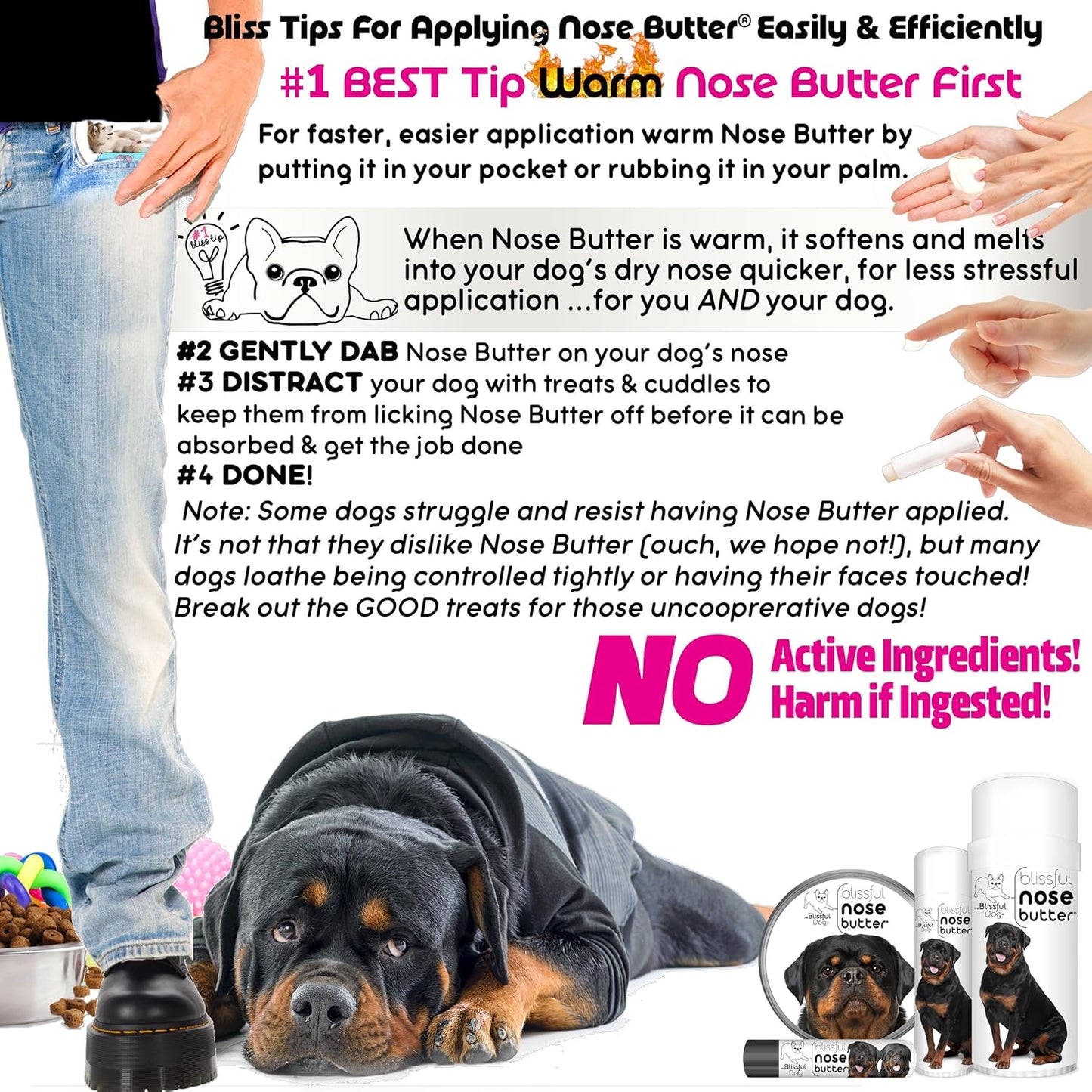 The Blissful Dog Rottweiler Unscented Nose Butter - Dog Nose Butter, 16 Ounce