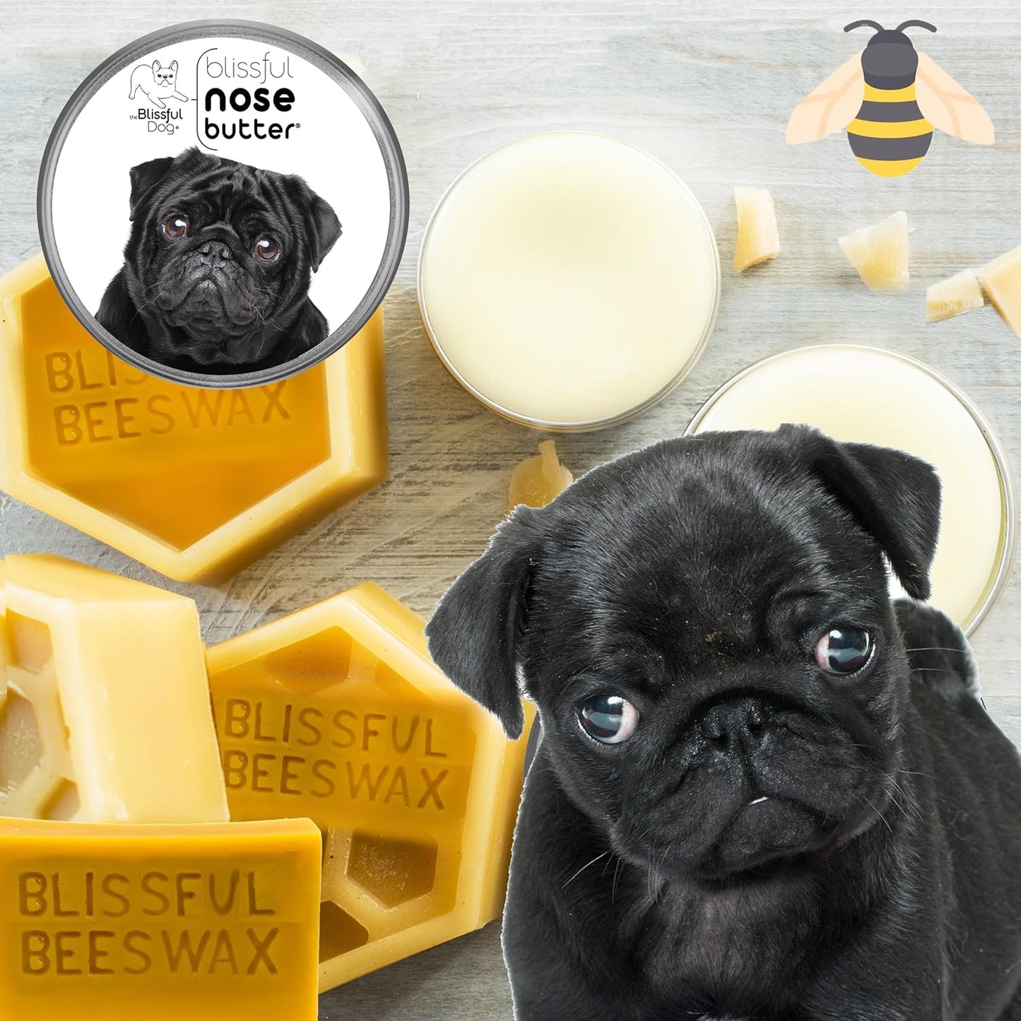 The Blissful Dog Black Pug Nose Butter, Versatile Dog Nose Balm for Dry Nose, Handcrafted Nose Moisturizer, Easy-to-Apply Dog Essentials, Unscented, 1 oz.