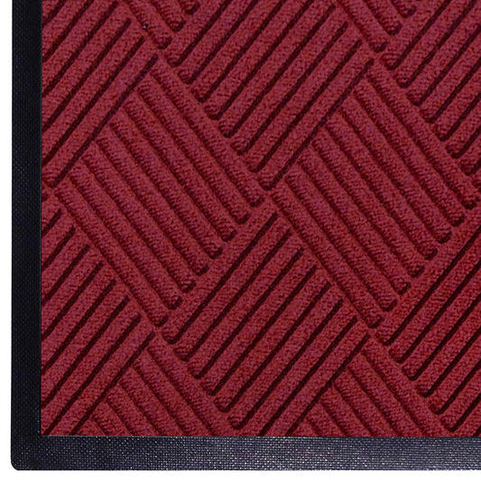 M+A Matting WaterHog Diamond | Commercial-Grade Entrance Mat with Rubber Border – Indoor/Outdoor, Quick Drying, Stain Resistant Door Mat (Red/Black, 3' x 8')