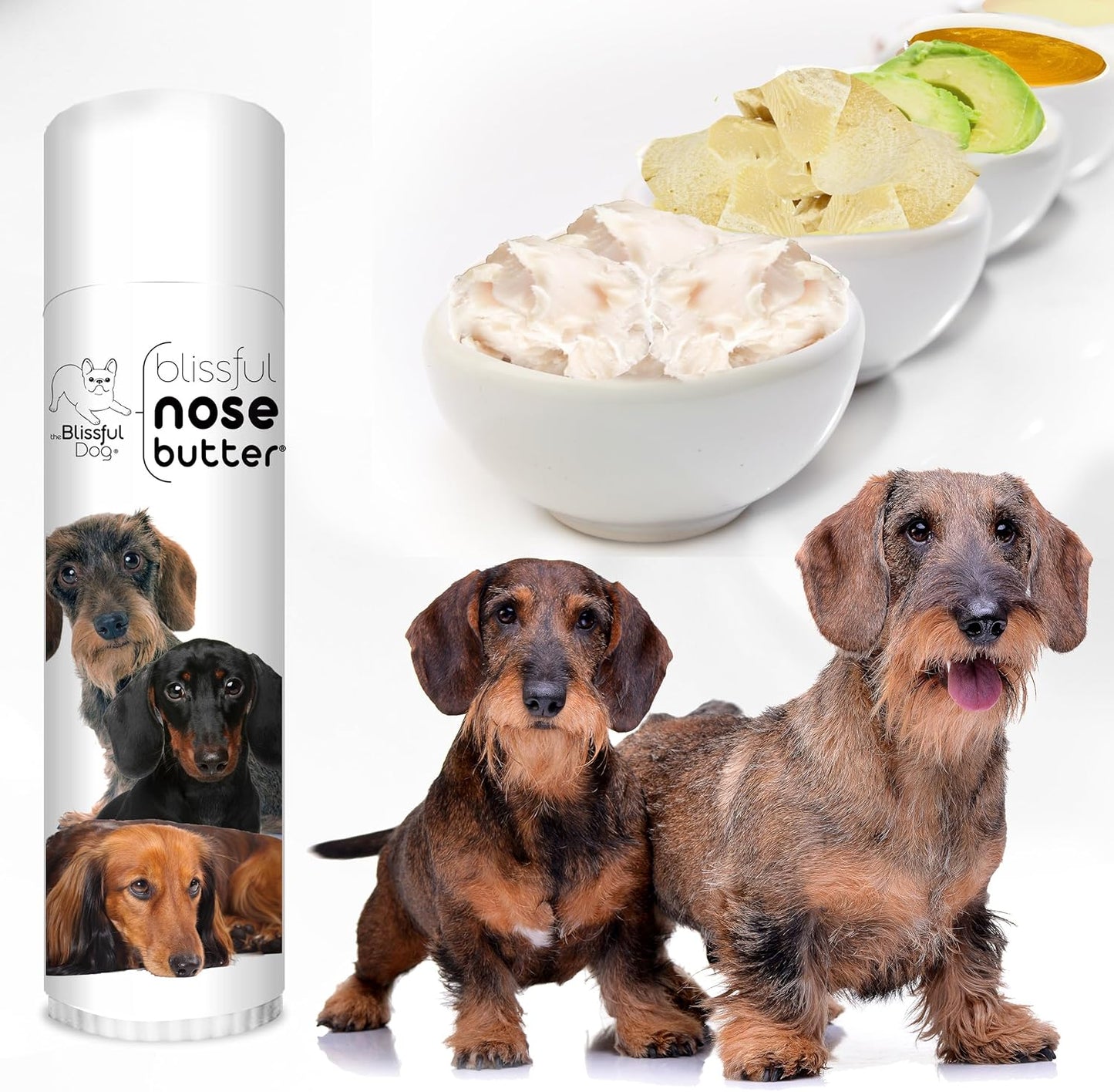 The Blissful Dog Daschund Nose Butter for Dry, Cracked Skin, Lick-Safe Dog Nose Balm with Moisturizing Shea Butter, Almond, Olive, and Essential Oils, Pet Supplies, Uncented, 0.50 oz.