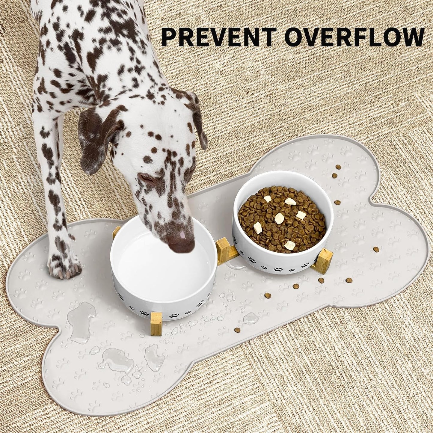 Dog Food Mat Anti-Slip Silicone Dog Bowl Mat Thicker Pet Placemat Waterproof Cat Feeder Pad with Raised Edge Puppy Kitten Feeding Mats Suitable Small Medium-Sized Dogs Cats Eating Tray